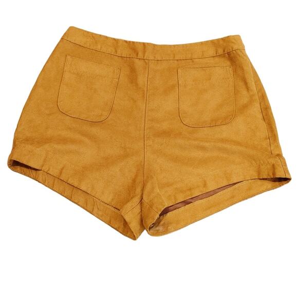 Hollister Faux Suede Shorts Front Pockets Side Zip High Rise Tan Womens Size 7 - Picture 2 of 7